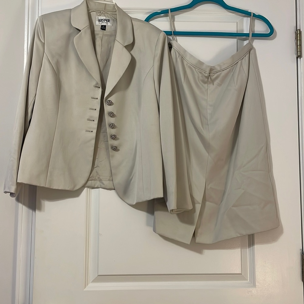 Cream Blazer and Skirt Set